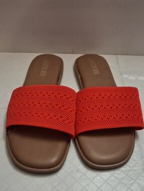 Jason Wu Size 9 Meduim Women's Red Slide Sandals with Crochet Strap.